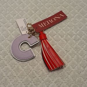 Merona Initial Keychain Purple C Red Tassel